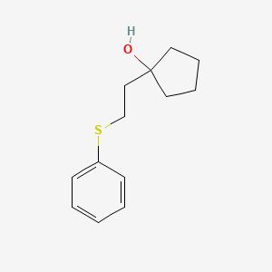 molecular formula C13H18OS B14308908 Cyclopentanol, 1-[2-(phenylthio)ethyl]- CAS No. 114694-23-4