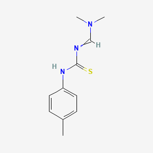 molecular formula C11H15N3S B14308923 N,N-Dimethyl-N'-[(4-methylphenyl)carbamothioyl]methanimidamide CAS No. 112519-75-2