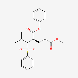 molecular formula C22H26O6S B14308966 Phenyl methyl (2R)-2-((1R)-2-methyl-1-phenylsulfonylpropyl)pentanedioate CAS No. 112375-51-6
