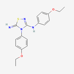 molecular formula C18H20N4O2S B14309048 N,4-Bis(4-ethoxyphenyl)-5-imino-4,5-dihydro-1,2,4-thiadiazol-3-amine CAS No. 110605-15-7