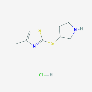 molecular formula C8H13ClN2S2 B1430909 4-Methyl-2-(pyrrolidin-3-ylsulfanyl)-1,3-thiazole hydrochloride CAS No. 1864051-71-7