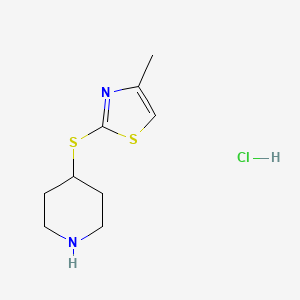 molecular formula C9H15ClN2S2 B1430911 4-[(4-Methyl-1,3-thiazol-2-yl)sulfanyl]piperidine hydrochloride CAS No. 1864062-97-4