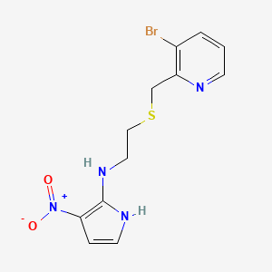 molecular formula C12H13BrN4O2S B14309418 N-(2-{[(3-Bromopyridin-2-yl)methyl]sulfanyl}ethyl)-3-nitro-1H-pyrrol-2-amine CAS No. 112598-28-4