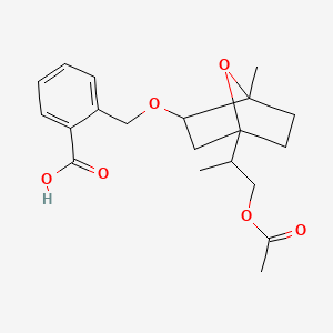 molecular formula C20H26O6 B14309574 Benzoic acid, 2-(((4-(2-(acetyloxy)-1-methylethyl)-1-methyl-7-oxabicyclo(2.2.1)hept-2-yl)oxy)methyl)- CAS No. 110826-66-9