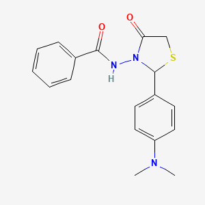 molecular formula C18H19N3O2S B14309677 N-{2-[4-(Dimethylamino)phenyl]-4-oxo-1,3-thiazolidin-3-yl}benzamide CAS No. 113367-87-6