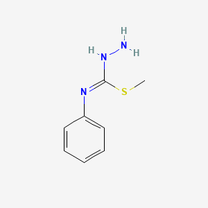 molecular formula C8H11N3S B14309760 Hydrazinecarboximidothioic acid, N-phenyl-, methyl ester CAS No. 112766-44-6