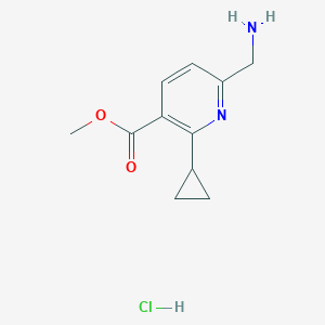 molecular formula C11H15ClN2O2 B1431003 Methyl 6-(aminomethyl)-2-cyclopropylpyridine-3-carboxylate hydrochloride CAS No. 1443980-92-4
