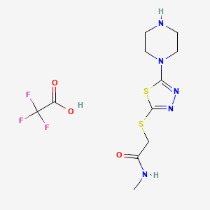 molecular formula C11H16F3N5O3S2 B1431008 N-methyl-2-[(5-piperazin-1-yl-1,3,4-thiadiazol-2-yl)thio]acetamide trifluoroacetate CAS No. 1351635-26-1