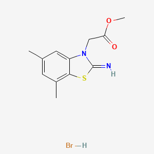 molecular formula C12H15BrN2O2S B1431009 methyl 2-(2-imino-5,7-dimethylbenzo[d]thiazol-3(2H)-yl)acetate hydrobromide CAS No. 1949816-59-4
