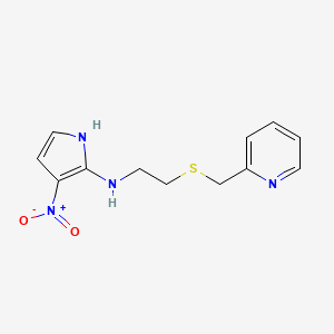 molecular formula C12H14N4O2S B14310118 3-Nitro-N-(2-{[(pyridin-2-yl)methyl]sulfanyl}ethyl)-1H-pyrrol-2-amine CAS No. 112598-30-8
