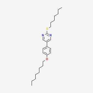 molecular formula C25H38N2OS B14310177 2-(Heptylsulfanyl)-5-[4-(octyloxy)phenyl]pyrimidine CAS No. 113844-49-8