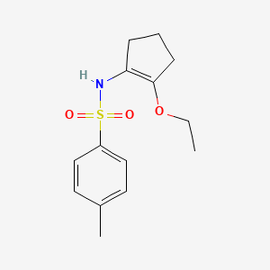 molecular formula C14H19NO3S B14310216 N-(2-Ethoxycyclopent-1-en-1-yl)-4-methylbenzene-1-sulfonamide CAS No. 112162-96-6