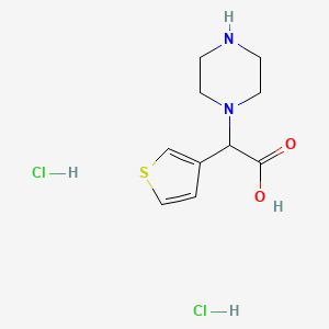 molecular formula C10H16Cl2N2O2S B1431033 Piperazin-1-yl(thiophen-3-yl)acetic acid dihydrochloride CAS No. 1351582-77-8
