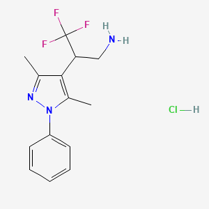 2-(3,5-dimethyl-1-phenyl-1H-pyrazol-4-yl)-3,3,3-trifluoropropan-1-amine hydrochloride