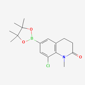 molecular formula C16H21BClNO3 B1431040 8-Chloro-1-methyl-6-(4,4,5,5-tetramethyl-[1,3,2]dioxaborolan-2-YL)-3,4-dihydro-1H-quinolin-2-one CAS No. 1427588-44-0