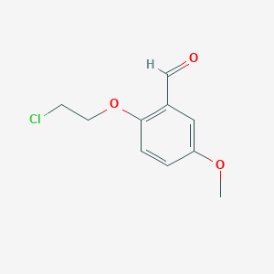 molecular formula C10H11ClO3 B14310423 Benzaldehyde, 2-(2-chloroethoxy)-5-methoxy- CAS No. 110837-50-8