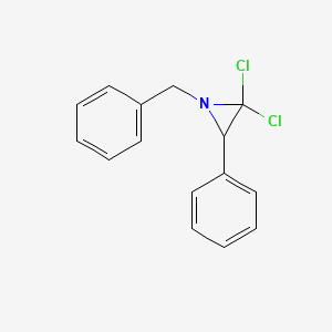 molecular formula C15H13Cl2N B14310432 Aziridine, 2,2-dichloro-3-phenyl-1-(phenylmethyl)- CAS No. 112776-40-6