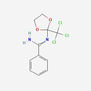 molecular formula C11H11Cl3N2O2 B14310437 N'-[2-(trichloromethyl)-1,3-dioxolan-2-yl]benzenecarboximidamide CAS No. 116161-74-1