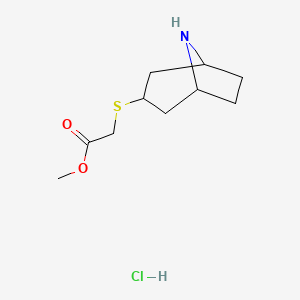 molecular formula C10H18ClNO2S B1431047 Methyl 2-(8-azabicyclo[3.2.1]octan-3-ylsulfanyl)acetate hydrochloride CAS No. 1823885-39-7