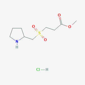 molecular formula C9H18ClNO4S B1431062 Methyl 3-[(pyrrolidin-2-ylmethyl)sulfonyl]propanoate hydrochloride CAS No. 1823867-22-6