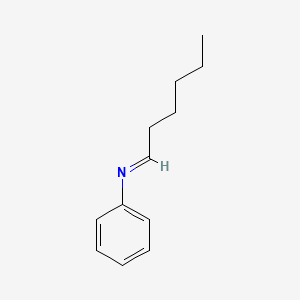 molecular formula C12H17N B14310684 Benzenamine, N-hexylidene- CAS No. 117555-73-4