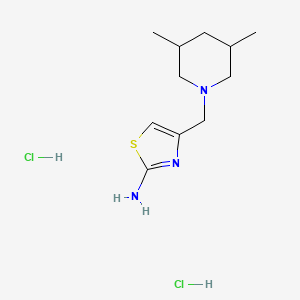 molecular formula C11H21Cl2N3S B1431074 4-[(3,5-Dimethylpiperidin-1-yl)methyl]-1,3-thiazol-2-amine dihydrochloride CAS No. 1426291-45-3
