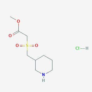 molecular formula C9H18ClNO4S B1431075 Methyl 2-[(piperidin-3-ylmethyl)sulfonyl]acetate hydrochloride CAS No. 1864062-01-0