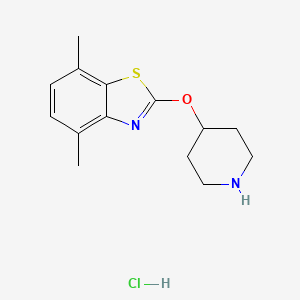 molecular formula C14H19ClN2OS B1431077 4,7-Dimethyl-2-(piperidin-4-yloxy)benzo[d]thiazole hydrochloride CAS No. 1426290-30-3