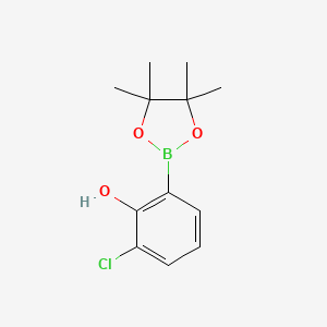 molecular formula C12H16BClO3 B1431099 2-Chloro-6-(4,4,5,5-tetramethyl-1,3,2-dioxaborolan-2-YL)phenol CAS No. 1605331-70-1