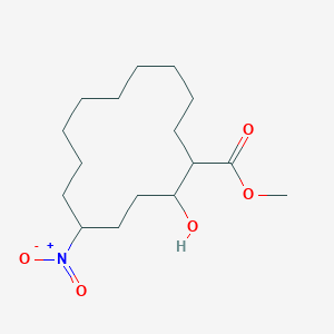 molecular formula C16H29NO5 B14311011 Cyclotetradecanecarboxylic acid, 2-hydroxy-5-nitro-, methyl ester CAS No. 113734-66-0