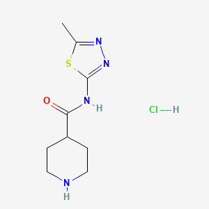 molecular formula C9H15ClN4OS B1431102 N-(5-methyl-1,3,4-thiadiazol-2-yl)piperidine-4-carboxamide hydrochloride CAS No. 1426290-34-7