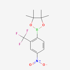 molecular formula C13H15BF3NO4 B1431111 4,4,5,5-Tetramethyl-2-(4-nitro-2-(trifluoromethyl)phenyl)-1,3,2-dioxaborolane CAS No. 1810767-17-9