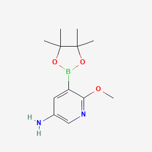 molecular formula C12H19BN2O3 B1431117 6-Methoxy-5-(4,4,5,5-tetramethyl-1,3,2-dioxaborolan-2-YL)pyridin-3-amine CAS No. 1787251-96-0