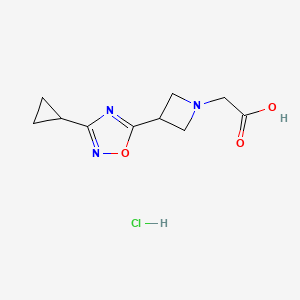 molecular formula C10H14ClN3O3 B1431123 [3-(3-Cyclopropyl-1,2,4-oxadiazol-5-yl)azetidin-1-yl]acetic acid hydrochloride CAS No. 1426291-27-1