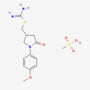 molecular formula C14H21N3O5S2 B1431127 (1-(4-Methoxyphenyl)-5-oxopyrrolidin-3-yl)methyl carbamimidothioate methanesulfonate CAS No. 1426291-16-8