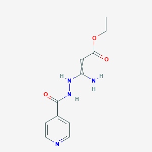 molecular formula C11H14N4O3 B143114 Ethyl 3-amino-3-(2-isonicotinoylhydrazino)acrylate CAS No. 146255-38-1