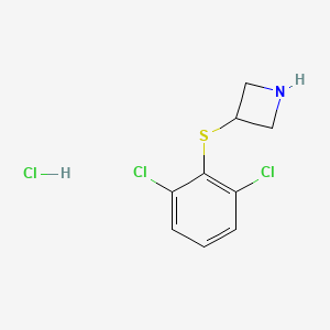 molecular formula C9H10Cl3NS B1431140 3-[(2,6-二氯苯基)硫代]氮杂环丁烷盐酸盐 CAS No. 1823867-26-0