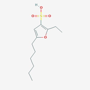 molecular formula C12H20O4S B14311446 2-Ethyl-5-hexylfuran-3-sulfonic acid CAS No. 114625-58-0