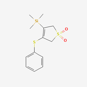 molecular formula C13H18O2S2Si B14311458 Silane, [2,5-dihydro-1,1-dioxido-4-(phenylthio)-3-thienyl]trimethyl- CAS No. 114397-25-0