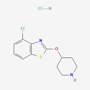 molecular formula C12H14Cl2N2OS B1431146 4-Chloro-2-(piperidin-4-yloxy)benzo[d]thiazole hydrochloride CAS No. 2034468-32-9