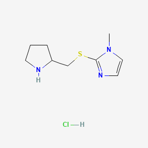 molecular formula C9H16ClN3S B1431151 1-methyl-2-[(pyrrolidin-2-ylmethyl)sulfanyl]-1H-imidazole hydrochloride CAS No. 1864073-17-5