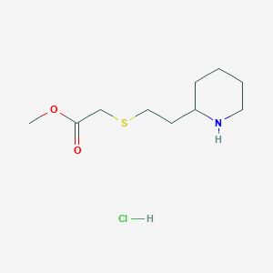 molecular formula C10H20ClNO2S B1431153 Methyl 2-([2-(piperidin-2-YL)ethyl]sulfanyl)acetate hydrochloride CAS No. 1864063-13-7