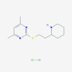 molecular formula C13H22ClN3S B1431154 4,6-Dimethyl-2-{[2-(piperidin-2-yl)ethyl]sulfanyl}pyrimidine hydrochloride CAS No. 1864052-82-3