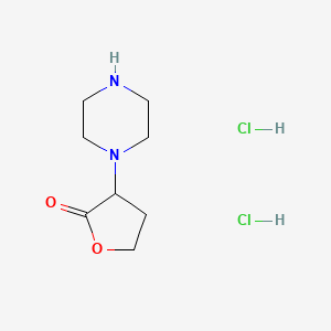 molecular formula C8H16Cl2N2O2 B1431159 3-(Piperazin-1-yl)oxolan-2-one dihydrochloride CAS No. 1630763-35-7