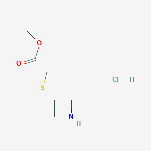 molecular formula C6H12ClNO2S B1431164 Methyl 2-(azetidin-3-ylsulfanyl)acetate hydrochloride CAS No. 1864016-18-1