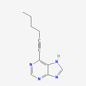 molecular formula C11H12N4 B14311705 1H-Purine, 6-(1-hexynyl)- CAS No. 108643-66-9