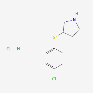 molecular formula C10H13Cl2NS B1431180 3-[(4-Chlorophenyl)sulfanyl]pyrrolidine hydrochloride CAS No. 1864072-81-0
