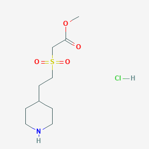 molecular formula C10H20ClNO4S B1431185 Methyl 2-([2-(piperidin-4-YL)ethyl]sulfonyl)acetate hydrochloride CAS No. 1823258-39-4