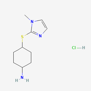 molecular formula C10H18ClN3S B1431190 4-[(1-methyl-1H-imidazol-2-yl)sulfanyl]cyclohexan-1-amine hydrochloride CAS No. 1864073-74-4
