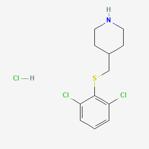molecular formula C12H16Cl3NS B1431193 4-([(2,6-Dichlorophenyl)sulfanyl]methyl)piperidine hydrochloride CAS No. 1864073-24-4